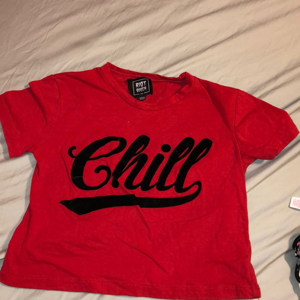 Red cropped shirt